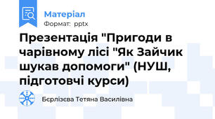 Презентація "Пригоди в чарівному лісі "Як Зайчик шукав допомоги" (НУШ, підготовчі курси)
