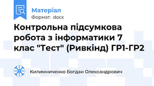 Контрольна підсумкова робота з інформатики 7 клас "Тест" (Ривкінд) ГР1-ГР2