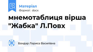 мнемотаблиця вірша "Жабка" Л.Повх