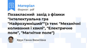 Позакласний  захід з фізики  "Інтелектуальна гра "Найрозумніший""(з тем: "Механічні коливання і хвилі", "Електричне поле", "Магнітне поле")