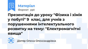 Презентація до уроку "Фізика і хімія у побуті" 9  клас, для учнів з порушеннями інтелектуального розвитку на тему: "Електромагнітні явища"