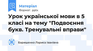 Урок української мови в 5 класі на тему "Подвоєння букв. Тренувальні вправи"
