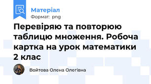 Перевіряю та повторюю таблицю множення. Робоча картка на урок математики 2 клас