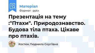 Презентація на тему :"Птахи". Природознавство. Будова тіла птаха. Цікаве про птахів.