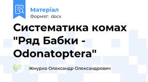 Систематика комах "Ряд Бабки - Odonatoptera"