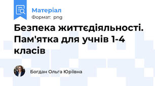 Безпека життєдіяльності. Пам'ятка для учнів 1-4 класів