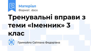Тренувальні вправи з теми «Іменник» 3 клас