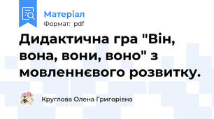Дидактична гра "Він, вона, вони, воно" з мовленнєвого розвитку.