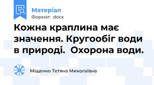 Кожна краплина має значення. Кругообіг води в природі.  Охорона води.