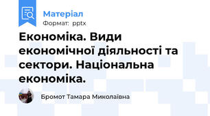 Економіка. Види економічної діяльності та сектори. Національна економіка.