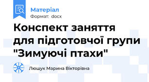 Конспект заняття  для підготовчої групи "Зимуючі птахи"