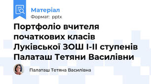 Портфоліо вчителя початкових класів Луківської ЗОШ І-ІІ ступенів Палаташ Тетяни Василівни