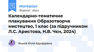 Календарно-тематичне планування Образотворче мистецтво, 1 клас (за підручником Л.С. Аристова, Н.В. Чєн, 2024)