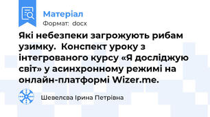 Які небезпеки загрожують рибам узимку.  Конспект уроку з інтегрованого курсу «Я досліджую світ» у асинхронному режимі на онлайн-платформі Wizer.me.