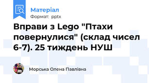 Вправи з Lego "Птахи повернулися" (склад чисел 6-7). 25 тиждень НУШ