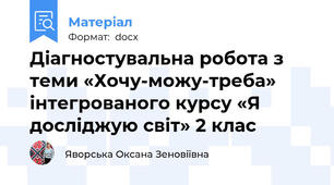 Діагностувальна робота з теми «Хочу-можу-треба»  інтегрованого курсу «Я досліджую світ» 2 клас