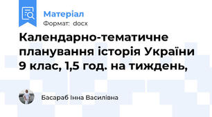 Календарно-тематичне планування історія України 9 клас, 1,5 год. на тиждень,