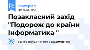 Позакласний захід "Подорож до країни  Інформатика "