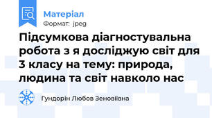 Підсумкова діагностувальна робота з я досліджую світ для 3 класу на тему: природа, людина та світ навколо нас