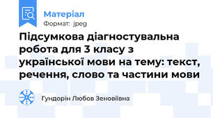 Підсумкова діагностувальна робота для 3 класу з української мови на тему: текст, речення, слово та частини мови