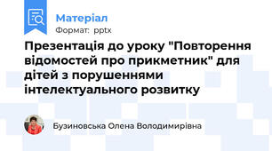 Презентація до уроку "Повторення відомостей про прикметник" для дітей з порушеннями інтелектуального розвитку