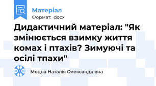 Дидактичний матеріал: "Як змінюється взимку життя комах і птахів? Зимуючі та осілі тпахи"