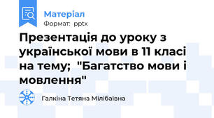 Презентація до уроку з української мови в 11 класі на тему;  "Багатство мови і мовлення"