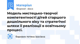 Модель мистецько-творчої компетентності дітей старшого дошкільного віку та стратегічні шляхи її реалізації в освітньому процесі.