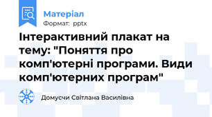 Інтерактивний плакат на тему: "Поняття про комп'ютерні програми. Види комп'ютерних програм"