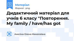 Дидактичний матеріал для учнів 6 класу "Повторення. My family / have/has got