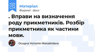 . Вправи на визначення роду прикметників. Розбір прикметника як частини мови.