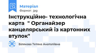 Інструкційно- технологічна карта  " Органайзер канцелярський із картонних втулок"