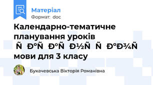 Календарно-тематичне планування уроків української мови для 3 класу