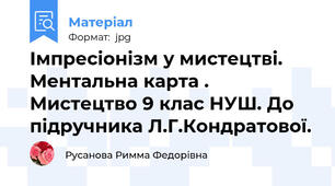 Імпресіонізм у мистецтві. Ментальна карта . Мистецтво 9 клас НУШ. До підручника Л.Г.Кондратової.