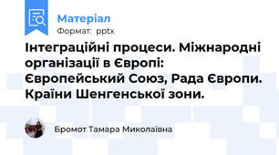 Інтеграційні процеси. Міжнародні організації в Європі: Європейський Союз, Рада Європи. Країни Шенгенської зони.