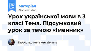 Урок української мови в 3 класі Тема. Підсумковий урок за темою «Іменник»