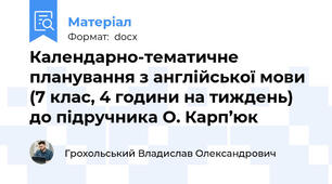 Календарно-тематичне планування з англійської мови (7 клас, 4 години на тиждень) до підручника О. Карп’юк