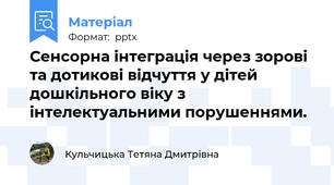 Сенсорна інтеграція через зорові та дотикові відчуття у дітей дошкільного віку з інтелектуальними порушеннями.