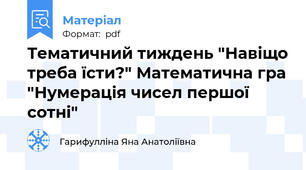 Тематичний тиждень "Навіщо треба їсти?" Математична гра "Нумерація чисел першої сотні"