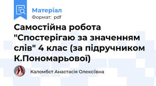 Самостійна робота "Спостерігаю за значенням слів" 4 клас (за підручником К.Пономарьової)