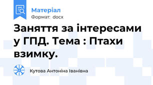 Заняття за інтересами у ГПД. Тема : Птахи взимку.