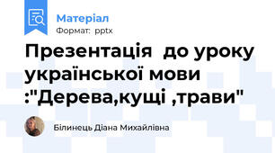 Презентація  до уроку української мови :"Дерева,кущі ,трави"