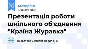 Презентація роботи шкільного об'єднання "Країна Журавка"