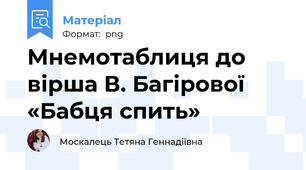 Мнемотаблиця до вірша В. Багірової «Бабця спить»