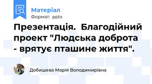 Презентація.  Благодійний проект "Людська доброта - врятує пташине життя".