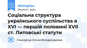 Соціальна структура українського суспільства в XVI — першій половині XVII ст. Литовські статути
