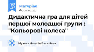 Дидактична гра для дітей першої молодшої групи : "Кольорові колеса"