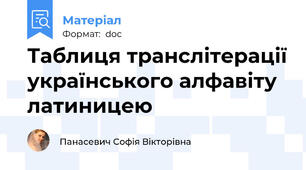 Таблиця транслітерації українського алфавіту латиницею