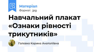Навчальний плакат «Ознаки рівності трикутників»