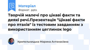 Творчій малечі про цікаві факти та деякі речі.Презентація "Цікаві факти про птахів" із тестовим завданням з використанням цеглинок lego